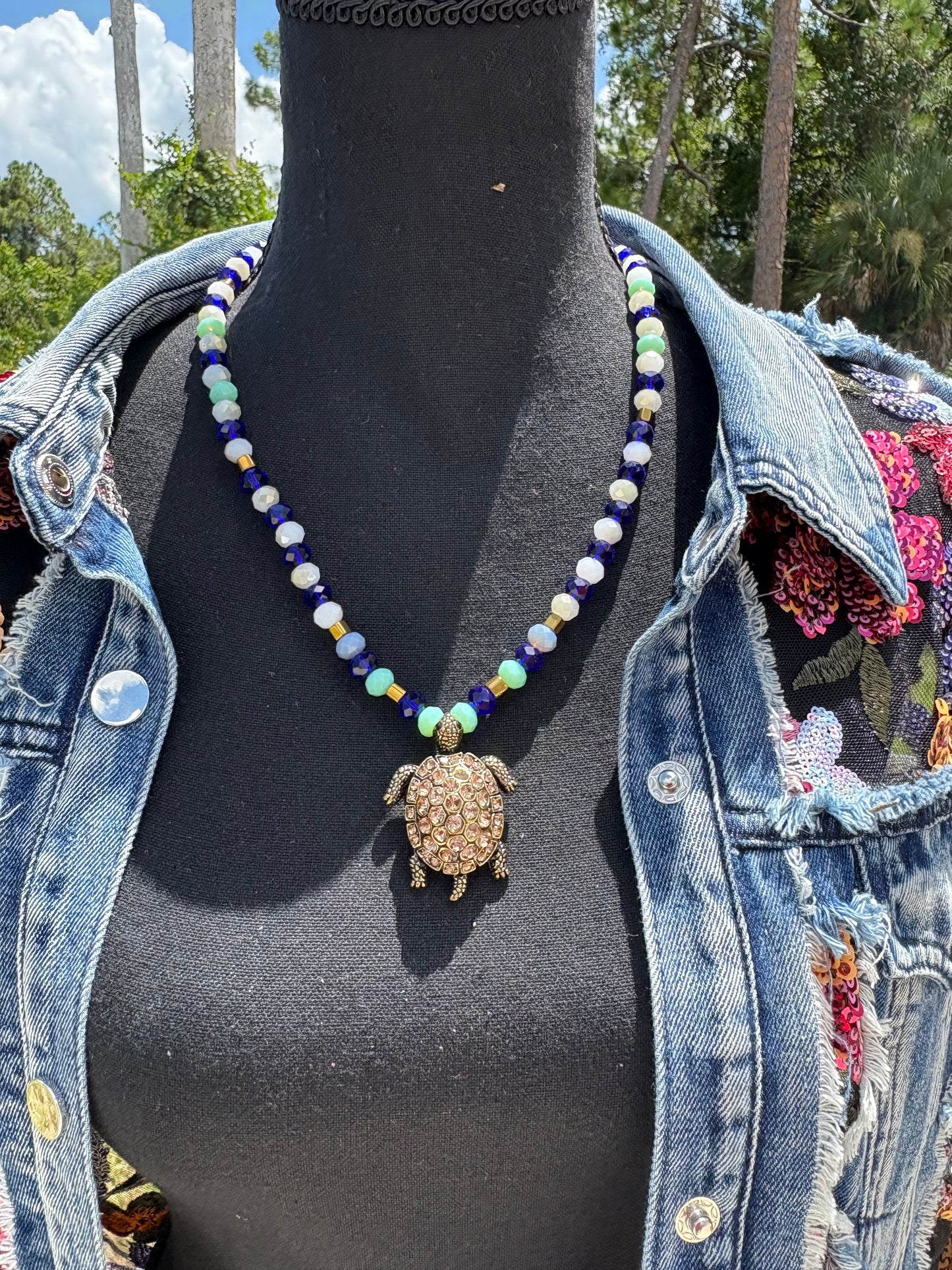 On Sale! Swarovski Crystal beaded necklace with Swarovski Crystal with Pendant
