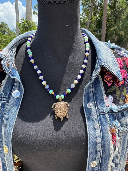 On Sale! Swarovski Crystal beaded necklace with Swarovski Crystal with Pendant