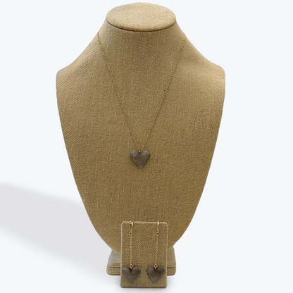 TAGUA NUT HEART NECKLACE & EARRINGS SET