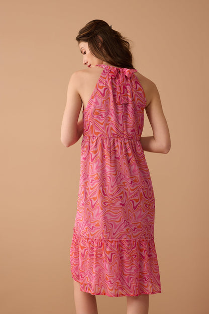 Goldie Mod Halter Dress In Pink