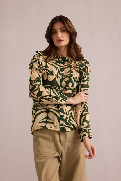 Valeria's Grace Top In Off White and Green