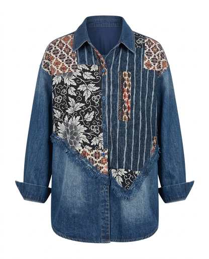 Free Spirit Patchwork Denim Blouse