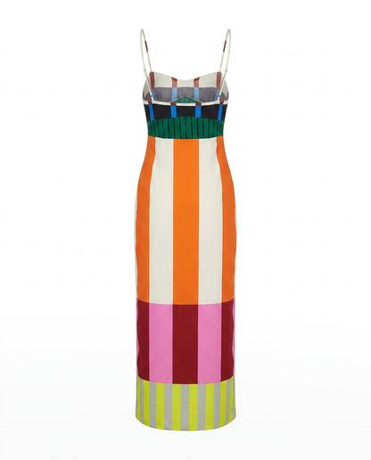 Vibrant Striped Bodycon Maxi Dress
