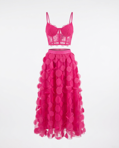 Radiant Meshed Polka Dot Two-Piece Set