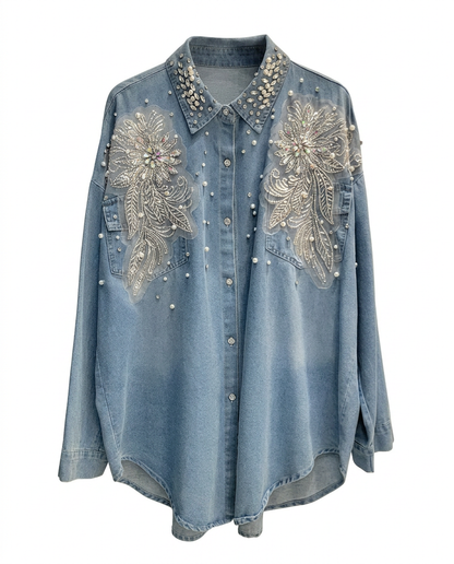 Undaunted Rhinestone Embroidered Blouse