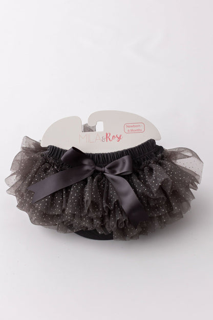 SALE Charcoal & Silver Glitter Ruffle Tutu Bloomer