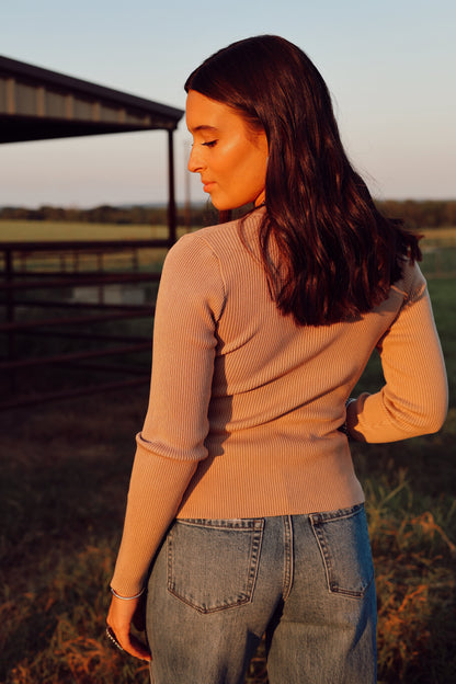 The Chelsea Cardigan in Khaki-LARGE