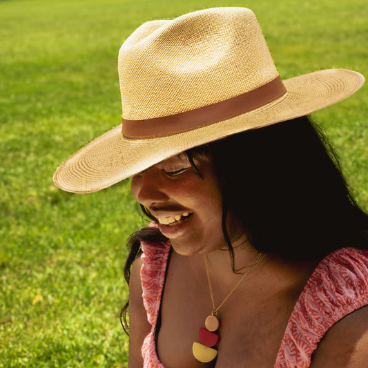 CLASSIC HANDCRAFTED WIDE BRIM STRAW HAT -  LUXURY SUMMER HAT