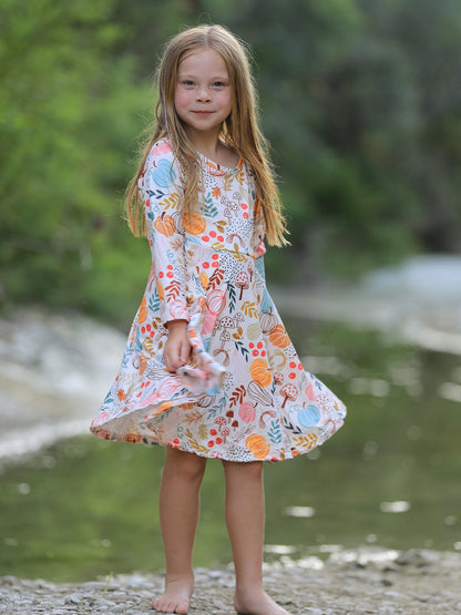 Fall Thanksgiving Pumpkin Leaf Print Dress