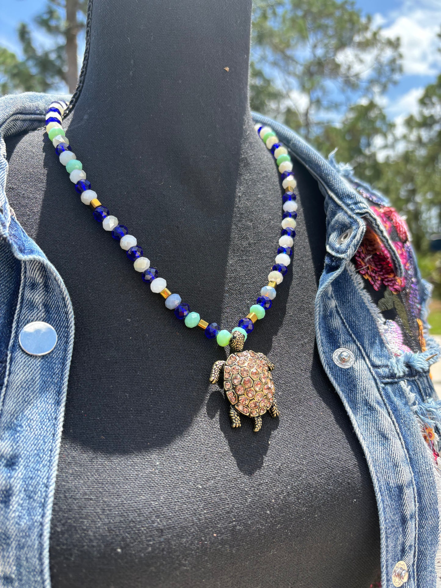 On Sale! Swarovski Crystal beaded necklace with Swarovski Crystal with Pendant