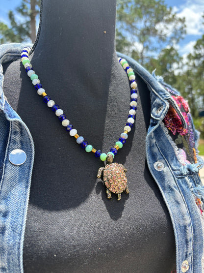 On Sale! Swarovski Crystal beaded necklace with Swarovski Crystal with Pendant