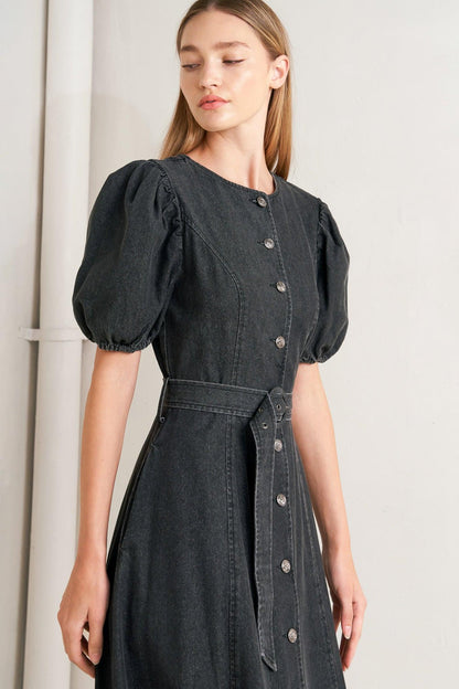 IN MY MIND DENIM MIDI DRESS
