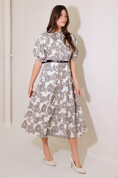 TIME AFTER TIME WOVEN MIDI DRESS
