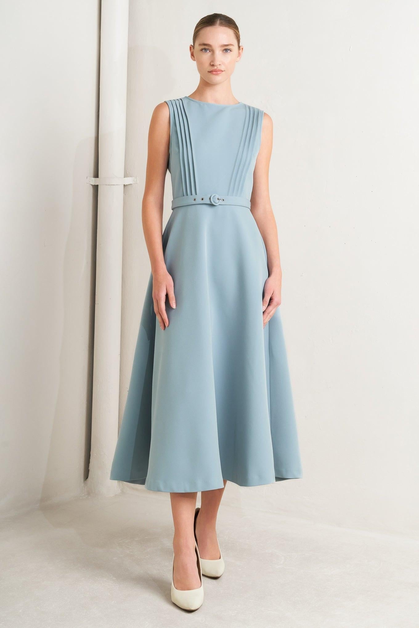 SOFT SPOKEN WOVEN MIDI DRESS