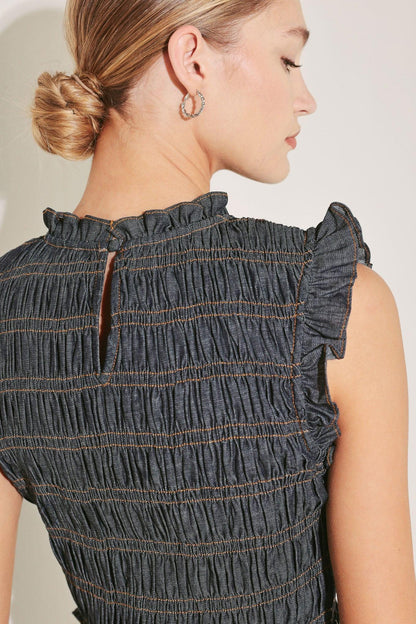 ROMANTIC REVERIE DENIM MIDI DRESS