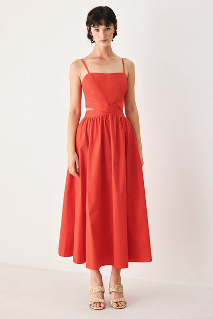 THE RIVIERA NIGHTS WOVEN MIDI DRESS