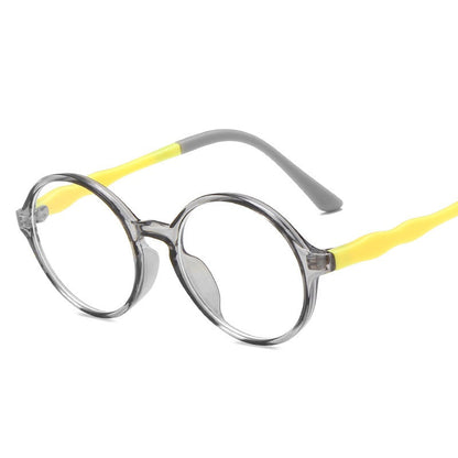 New Kids' Round Frame Anti-blue Flat Mirror Tr90 Colorful Kids' Glasses for Students