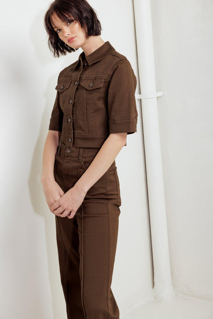 EFFORTLESS EDGE BROWN TWILL JACKET
