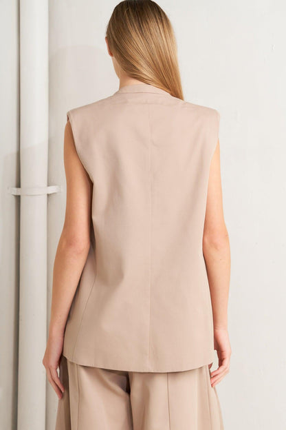 ELEGANT PLEAT WOVEN MIDI VEST