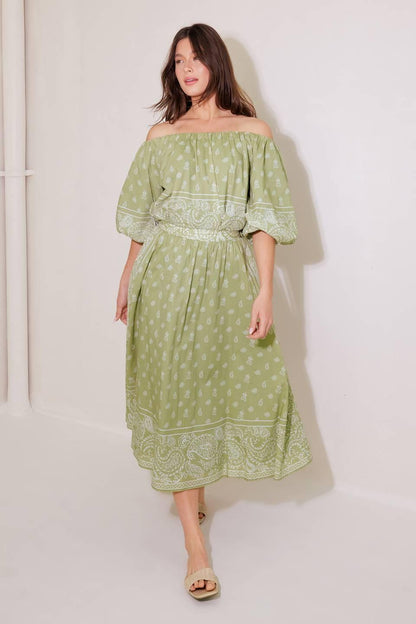 THE MORE THE MERRIER WOVEN FULL MIDI SKIRT
