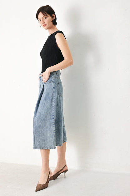 SKY CHARMER DENIM CULOTTE PANTS