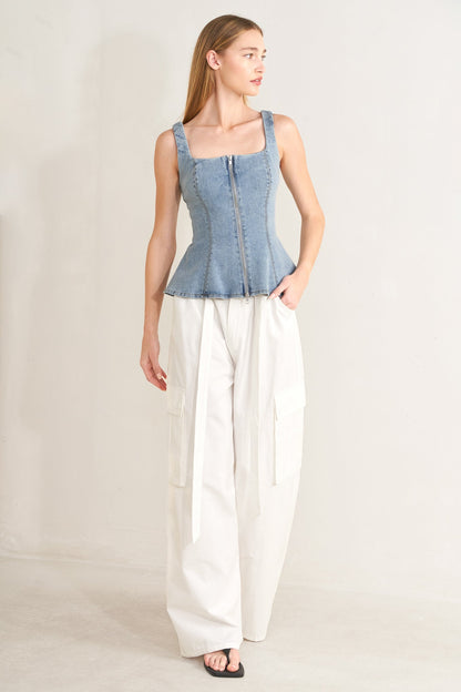 WHITE DRIFT WOVEN CARGO PANTS