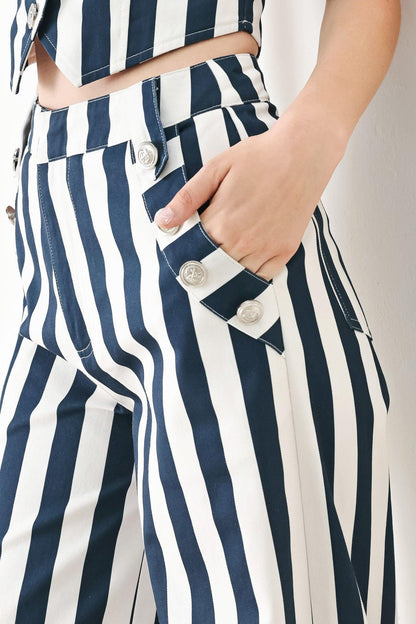 NAVY BLOSSOM WOVEN PANTS