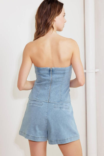 ANGEL WINGS AND CHAMOMILE DENIM TOP