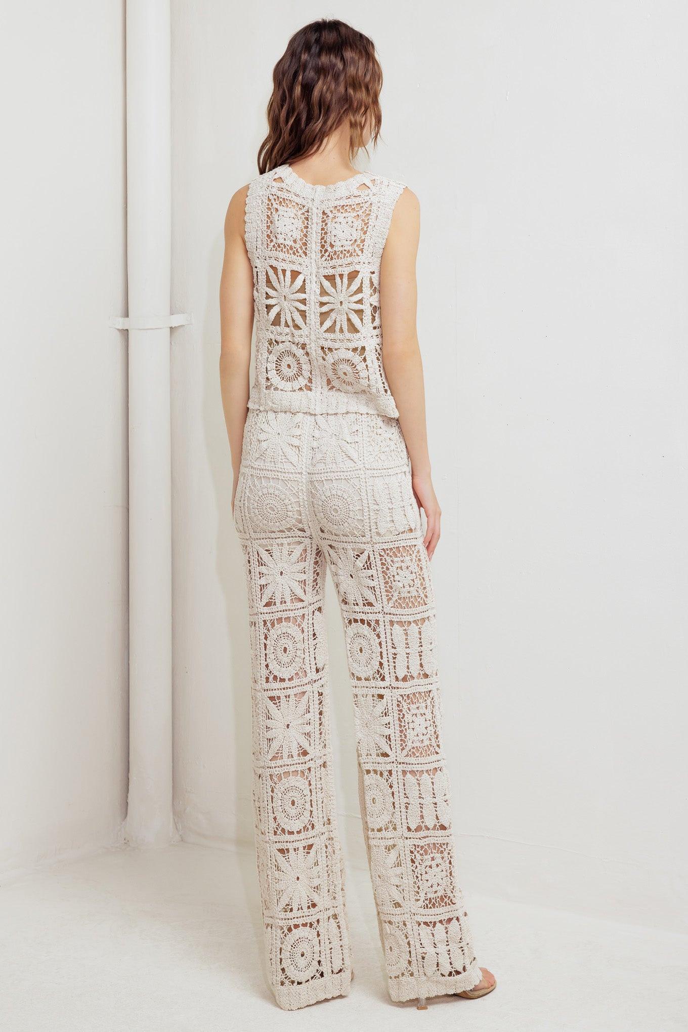 COASTAL BREEZE CROCHET VEST AND PANT SET