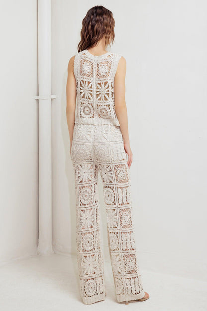 COASTAL BREEZE CROCHET VEST AND PANT SET