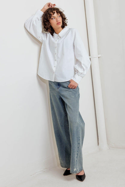 WHITE NOISE SOLID WOVEN TOP