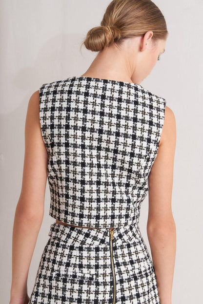 MONA CHECK TWEED VEST