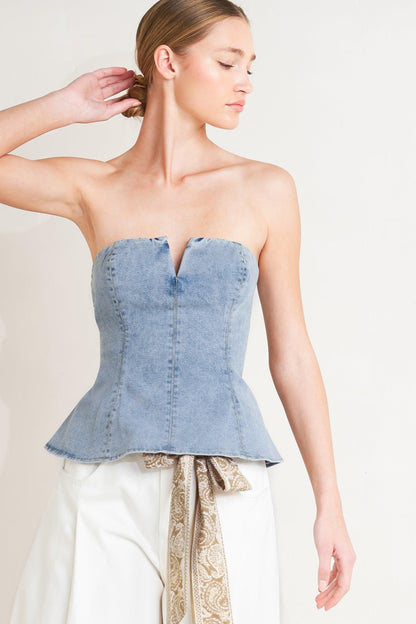 MODERN MERMAID CORSET DENIM TOP
