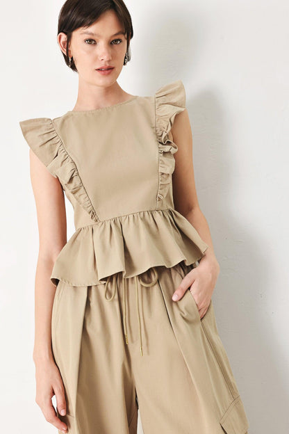 WHITE BLOSSOM WOVEN TOP