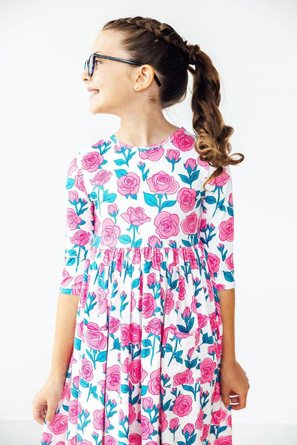 SALE Garden Glow 3/4 Sleeve Pocket Twirl Dress