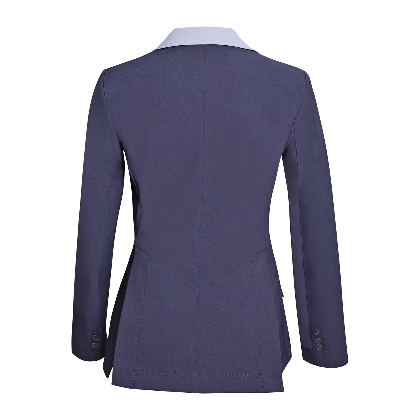 Grand Prix Ladies EQJ 3 Button Show Coat, Navy with Cadet Blue Collar