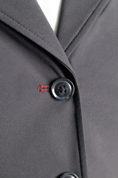 Grand Prix Ladies EQJ Classic 3 Button Show Jacket, Black with Burgundy Collar