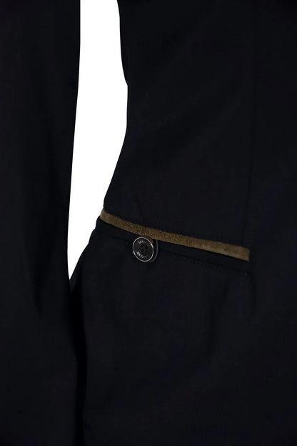Grand Prix Saltare Premio 4 Button Riding Show Coat, Black with Moss Green