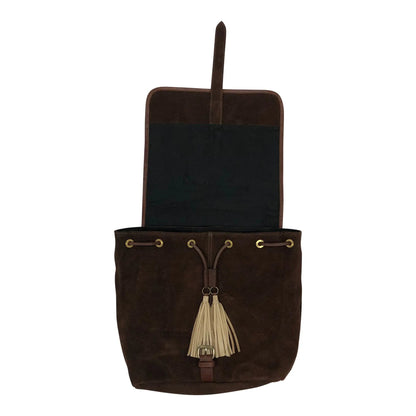 Huntley Equestrian Cowhide Suede Leather Designer Shoulder Backpack