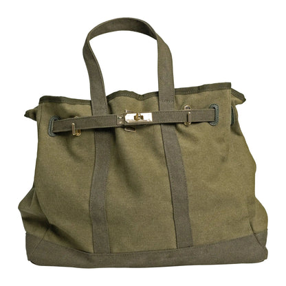 Huntley Equestrian Barnkin Olive Green Canvas Tote Bag with Gold Hardware
