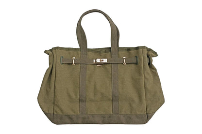 Huntley Equestrian Barnkin Olive Green Canvas Tote Bag with Gold Hardware