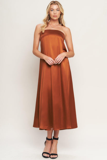 FROSTY ELEGANCE WOVEN MIDI DRESS