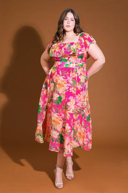 HAPPIEST HERE WOVEN MIDI DRESS