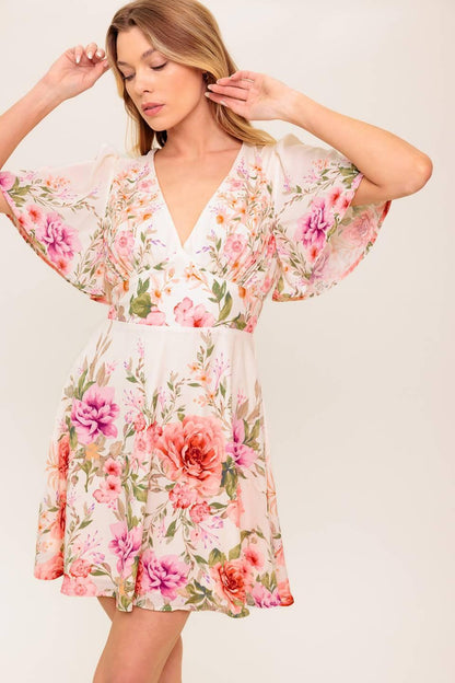 THE WORLD AWAITS LIGHT PINK WOVEN MINI DRESS