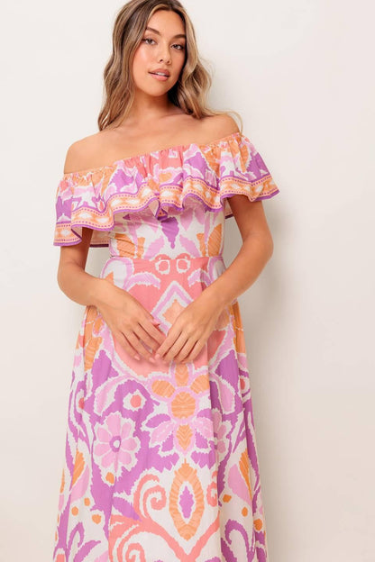 CABANA DREAM LAVENDER WOVEN MIDI DRESS