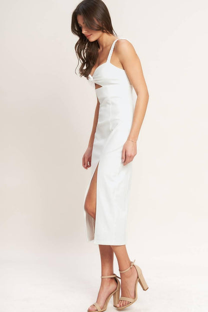 SILENT SHIN TWILL MIDI DRESS