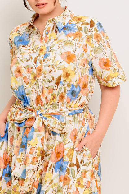 HAZEL DREAM IVORY WOVEN MIDI DRESS