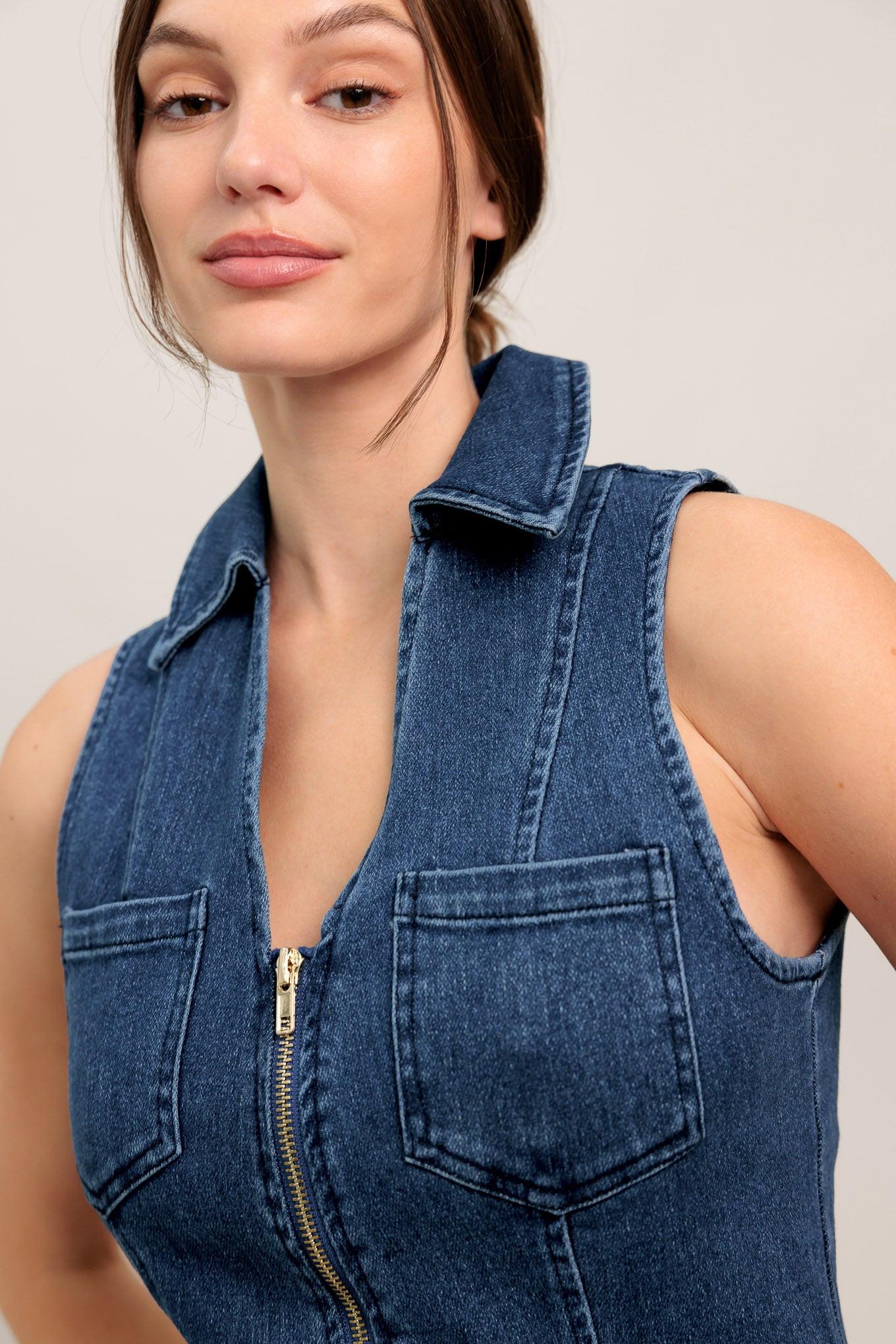 EVERYDAY EDGE DENIM MIDI DRESS