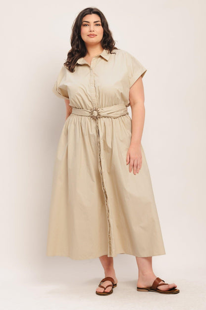 BARE ELEGANCE WOVEN MIDI DRESS
