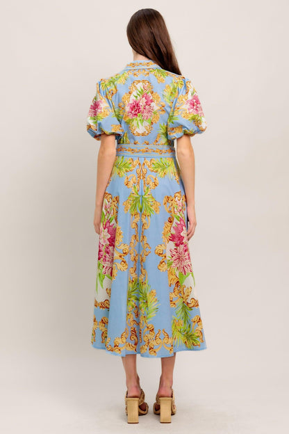 BLUE PALACE WOVEN MIDI DRESS